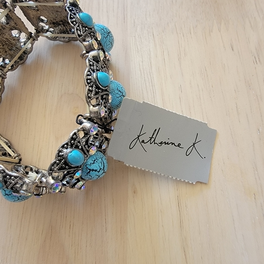Katherine K Stretch Bracelet with turquoise stones - Picture 2 of 3